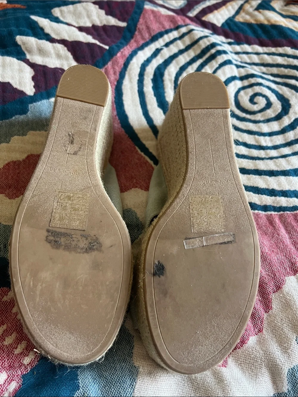 Dolce Vita Light Blue Denim Twisted Espadrille Wedge Slides